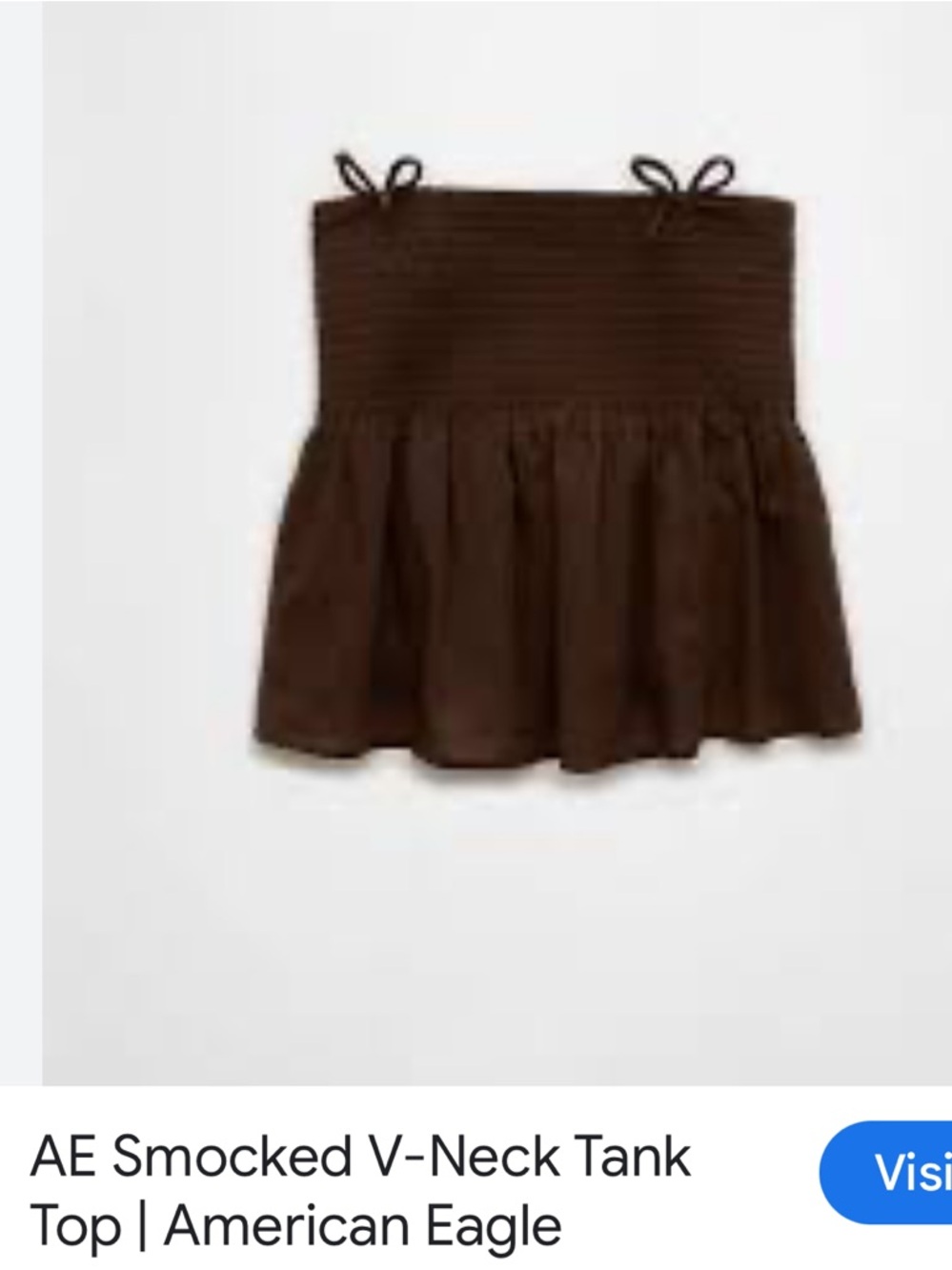 American Eagle Outfitters Brown Smocked Flounce Tube Top, size xsmall.